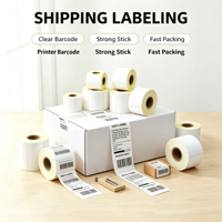 Papier pour étiquettes thermiques noir sur fond couleur, ruban d'étiquettes continu pour l'industrie de la logistique et de la livraison express