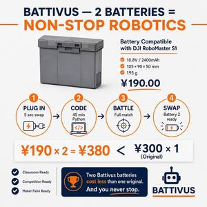 Baterai Pengganti untuk DJI RoboMaster S1, 10.8V 2400mAh Li-ion, Paket Ringan 195g, Suku Cadang Robotika Kelas STEM - Product Image 4