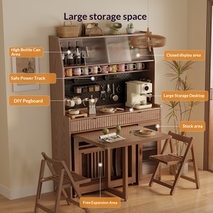 Aparador Convertible de Madera Maciza, <span class=keywords><strong>Mesa</strong></span> de Comedor Combinada, Mueble para Vino Montado en la Pared, Ahorro de Espacio, Muebles Modernos para Apartamento CBG014 - Product Image 3
