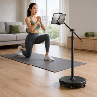 Support de sol universel L68S de qualité supérieure, base lestée de 4 kg, bras long de 64 cm, 5 roues, portable avec roulettes, en métal stable pour le yoga