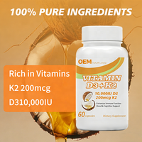 Complément alimentaire à marque privée OEM Vitamine D3 et K2 MK7 – Vitamine D3 100 000 UI Vitamine K2 MK7 200 mcg Capsules molles