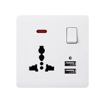 Prise de commutateur d'extension murale personnalisée de haute qualité Double EU 1Gang 8 broches 13A Double prise électrique universelle