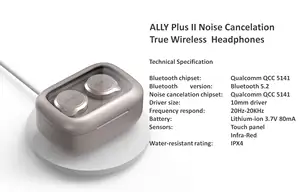 Auriculares intrauditivos con cancelación de ruido, audífonos intrauditivos con Control táctil, ANC, TWS, Super QCC5141, all-plus II