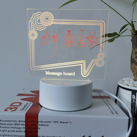 Lampe de bureau créative 3D en acrylique, tableau d'affichage personnalisable réinscriptible, message vierge, éclairage LED nocturne avec base