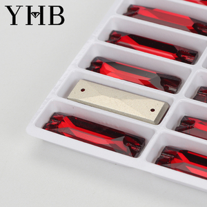 Yhb baguetee สร้อยคอลูกปัดแก้วคริสตัลทรงแฟนซีเย็บติดพลอยเทียมด้านหลังเรียบสำหรับเสื้อผ้ากระเป๋าเสื้อผ้า<span class=keywords><strong>ชุด</strong></span>แต่งงาน - Product Image 5