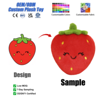 Aangepaste schattige aardbeien knuffel Kawaii fruit knuffels personaliseerbare kamerdecoratie groothandel OEM PP katoenen mesh voering