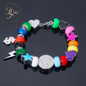 Collar de pulsera de abalorios de diamantes cultivados en laboratorio personalizado, esmalte de gama alta para joyería de cuentas de cara sonriente para mujeres y hombres - Product Image 1