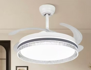 Moderno ventilador de techo LED inteligente de 42 pulgadas con <span class=keywords><strong>control</strong></span> retráctil y interruptor de atenuación de <span class=keywords><strong>3</strong></span> colores remoto <span class=keywords><strong>3</strong></span> aspas AC/DC Motor - Product Image 4