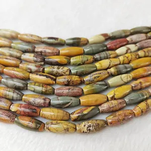 Wholesale Natural Smooth Gemstone Picasso Rice Shape Stone Loose Beads For Jewelry Making