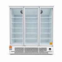 Congélateur vertical commercial robuste à 1/2/3 portes vitrées pour supermarché, grande capacité, vitrine de congélation verticale avec étagères
