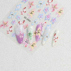 Qianya 2025 gran oferta 5D en relieve 3D Estilo Hawaiano pétalos de lirio Plumeria pegatinas de <span class=keywords><strong>uñas</strong></span> DIY hechas de plástico - Product Image 1