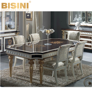 Nuova Italia di Stile Intagliato <span class=keywords><strong>Tavolo</strong></span> Da Pranzo In Legno 6 <span class=keywords><strong>Sedie</strong></span> Squisito Handcrafted Oro <span class=keywords><strong>e</strong></span> Marrone <span class=keywords><strong>Bianco</strong></span> Ornato Da Pranzo Mobili - Product Image 1