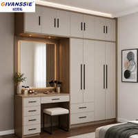 Armoire coulissante en métal à 2 portes avec coiffeuse intégrée, design moderne, fonction extensible, garantie 5 ans - Solution d'armoire personnalisée