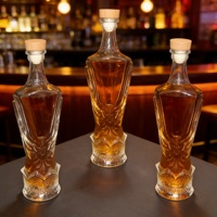 Bouteille en verre personnalisée de 700 ml avec bouchon pompe, forme unique, bouchon en liège sérigraphié pour vodka, whisky, brandy, tequila, boîtes de nuit