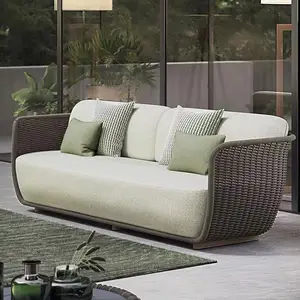 Dış mekan mobilyası su geçirmez kanepe otel Villa alüminyum çerçeve Rattan hasır veranda bahçe kanepe seti