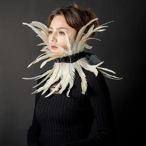 MADESHINE wanita gaya Gotik Choker bulu hitam aksesori Prom syal kepala penjualan laris Aksesori gaun pesta karnaval - Product Image 2