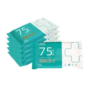Lingettes désinfectantes Haishi Hainuo à 75 % d'alcool, paquet de 10, pour le nettoyage des mains et des surfaces - Product Image 2