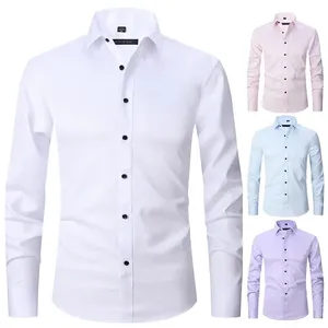Wholesale Fashion Business Formal Work Shirts For Men Casual Custom Cotton Button Up Men's Dress Shirts