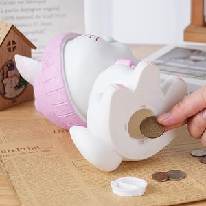 <span class=keywords><strong>Hucha</strong></span> de resina de gato blanco con lazo rosa, diseño de <span class=keywords><strong>gatito</strong></span> de dibujos animados, para decoración de habitación de niñas y regalo de cumpleaños - Product Image 5