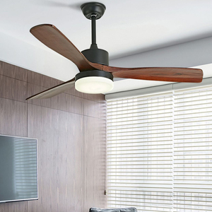 Ventilador de techo Led con Control remoto de hoja de madera maciza con iluminación decorativa interior moderna de 52 pulgadas con luz - Product Image 6