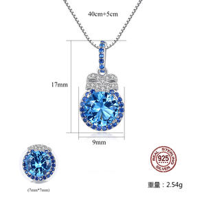 Customizable logo fashion necklace for women, factory wholesale S925 sterling <b>silver</b> blue topaz necklace - Product Image 2
