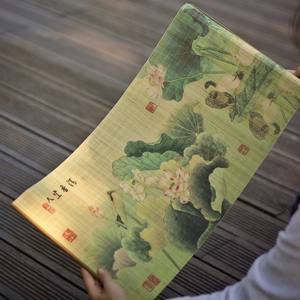 Zen Lotus Flower Bamboo Table Runner Heat Resistant <b>Tea</b> Ceremony Mat Oriental Design For Kung Fu <b>Tea</b> <b>Set</b> Afternoon <b>Tea</b> Use - Product Image 1