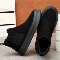 Bottines Chelsea classiques pour hommes en cuir véritable et daim, doublure simple en peluche, rehaussantes, pointures 38-44