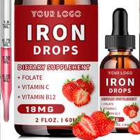 Complément de fer liquide végétalien en gouttes avec vitamine C, folate et vitamine B12 – Maintient des niveaux de fer sains et une immunité optimale