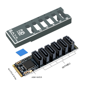 M2 <span class=keywords><strong>M</strong></span>-EKY PCIE3.0 ke SATA 6G 6 Port NAS Qunhui ekspansi Hard Disk ASM1166,<span class=keywords><strong>M</strong></span>.2NVMe ke SATA3.0 - Product Image 1