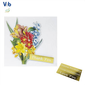 Collection mensuelle Scents of Seasons, carte de bouquet personnalisée, faite à la main, texte en feuille d'or gaufrée, carton écologique non couché - Product Image 2