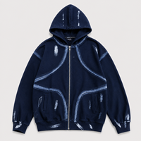 Felpa con Cappuccio da Uomo Personalizzata in Cotone e Poliestere, con Zip, Stampa Digitale 3D, per Palestra e Sport