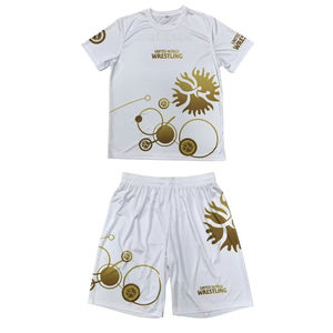 2025 homens personalizados de malha Wrestling Set T-shirts + shorts Sublimação Completa 2 Pcs Set Internacional - Product Image 1