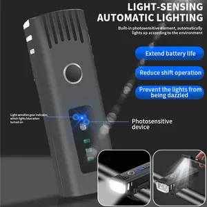 Sensor poderosa luz de bicicleta LED display 1500mAh recarregável farol de bicicleta lanterna de carregamento por USB lâmpada 400LM