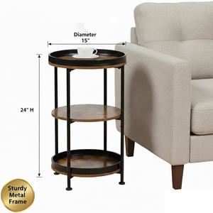 Livingroom Furniture Supplier E1 P2 Engineered Wood <b>End</b> <b>Table</b> with Storage Shelf, Side for Wholesale - Product Image 4