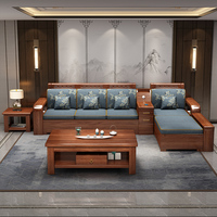Ensemble de canapés sectionnels modernes en noyer, style européen de luxe léger, en bois d'ébène massif, avec rangement, pour salon