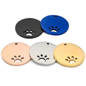 Etiqueta de nombre de identificación de Mascota de 2,5/3 CM, pata de perro calada interior redonda, acero inoxidable, grabado personalizado, placa de identificación de gato, colgante, joyería - Product Image 1