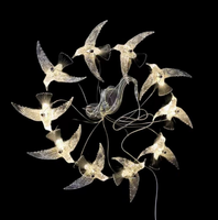 Nouvelle Arrivée Accessoires De Mariage Oiseau Lustre Acrylique Led Transparent Oiseau Lumière Salle De Mariage Scène Disposition Top Décoration