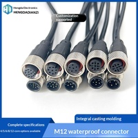 Connecteur M12 4, 5, 8, 12 broches, câble droit ou à angle droit, capteur, fiche aviation, étanche, en laiton/PUR, câble de connexion pour