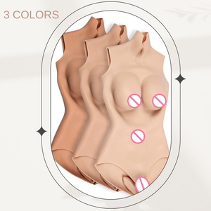 Combinaison intégrale avec formes mammaires et vagin en silicone, combinaison triangulaire homme-femme pour transgenres - Product Image 6