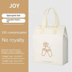 Non-woven Foldable Food Grade Insulation Cooler Bag with Zipper for Take-out Delivery - Product Image 5