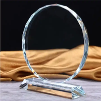 Trophée personnalisé en verre cristal rond, plaque de récompense, trophée K9 vierge pour sublimation, cadre photo 3D gravé au laser, trophée en cristal