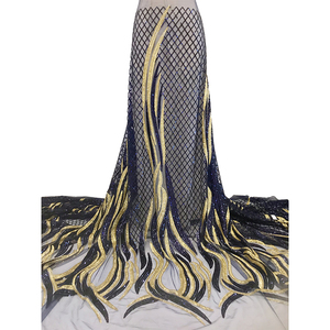 Nuevo Diseño Ecológico de Alta Calidad, Tela de Malla con Cuentas, Encaje Bordado con Pedrería y Lentejuelas, <span class=keywords><strong>Material</strong></span> para Vestidos de Novia - Product Image 3