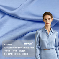 Tissu satiné froissé double face en acétate épais 100 % polyester 150 cm 200 g/m² pour robes, chemisiers et pantalons pour femmes, filles et garçons
