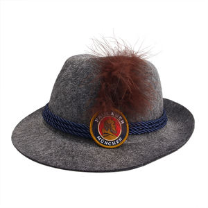 Haiwin Party – <span class=keywords><strong>Costume</strong></span> en feutre de tyrolienne traditionnel suisse, chapeau d'hiver avec plumes pour adultes - Product Image 6