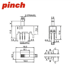 สวิตช์สลับขนาดเล็กแบบหนีบ 5 มม. สูง 8 พิน 3 ตำแหน่ง 2P3T พร้อมขายึดขั้วต่อ PCB - Product Image 2