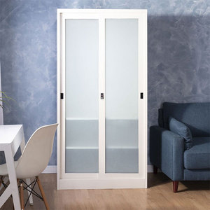 Armoire en métal acier armoire almirah <span class=keywords><strong>placard</strong></span> meubles <span class=keywords><strong>de</strong></span> chambre à coucher noir transparent porte <span class=keywords><strong>coulissante</strong></span> <span class=keywords><strong>miroir</strong></span> armoire en verre dépoli - Product Image 5