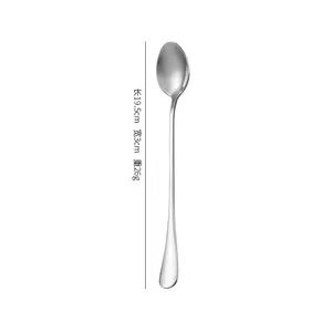 Household stainless steel long handle extended thickening mixing spoon ice round spoon multi-color gift