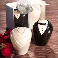Ensemble de pots à épices en céramique pour mariage, motifs mariés, design moderne et minimaliste, vaisselle de table à portions contrôlées