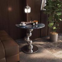 Table console en marbre et acier inoxydable de style minimaliste italien, contemporaine, légère et luxueuse, table de salle à manger moderne haut de gamme pour salon et hôtel