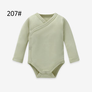 ชุดรอมเปอร์เด็กอ่อนแขนกิโมโนผ้าฝ้ายออร์แกนิค 100% แบบเรียบ ไม่มีลาย  พร้อมปักโลโก้ตามสั่ง - Product Image 3
